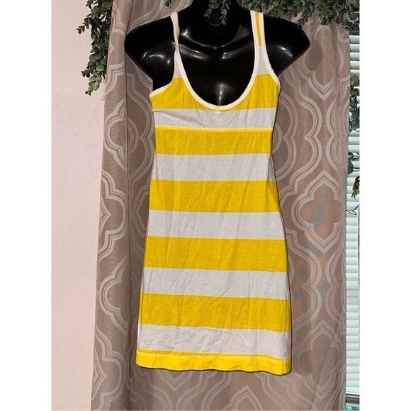 Beautiful vibrant colors Babydoll Bow Mini Dress Yellow Striped Womens size Smal - Picture 4 of 5